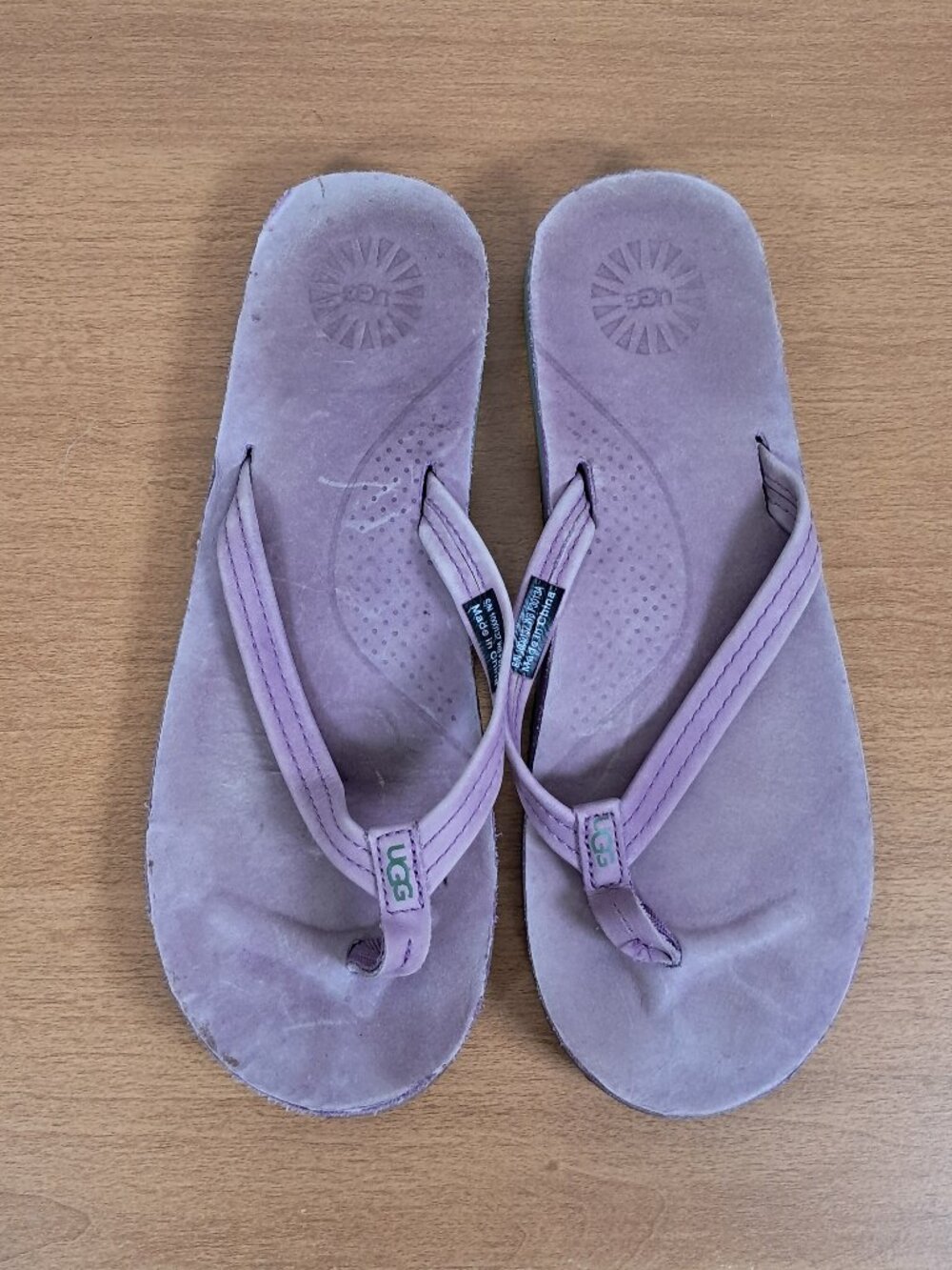 UGG Australia Kayla Nubuck Flip Flop Thongs Women's Size 6 Purple Sage Rare